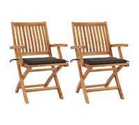 Vidaxl sillas de jardín 2 uds con cojines gris taupe madera de teca