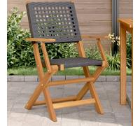 vidaXL Sillas plegables 2 uds madera maciza de acacia y ratán PE negro