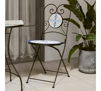vidaXL Sillas de bistró plegables 2 uds cerámica azul y blanco