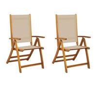 Vidaxl sillas de jardín plegables 2 uds madera maciza acacia textileno