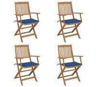 vidaXL: Juego de 4 sillas plegables con cojines, fabricadas en madera de acacia maciza