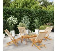vidaXL, 4 sillas plegables, color beige, madera de acacia maciza