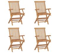 vidaXL Sillas de jardín plegables 4 unidades madera maciza de teca