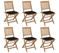 vidaXL Sillas plegables 6 uds y cojines madera maciza acacia