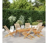 vidaXL Sillas plegables, 6 unidades, color beige, madera maciza de acacia.