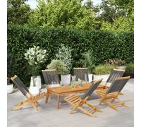 vidaXL Sillas plegables, 6 unidades, color gris, madera maciza de acacia.