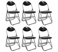 vidaXL Sillas de comedor plegables 2 uds cuero sintético y acero negro