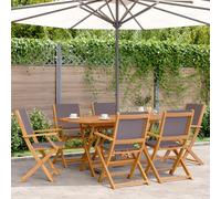 vidaXL Sillas de jardín plegables 6 uds madera maciza y tela antracita