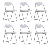 vidaXL Sillas de comedor plegables 6 unidades cuero sintético blanco