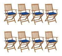 vidaXL Sillas plegables 8 uds madera maciza acacia y cojines
