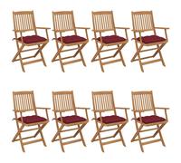 vidaXL Sillas plegables 8 uds madera maciza acacia y cojines