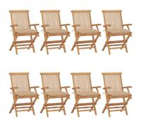 vidaXL Sillas plegables 8 uds madera maciza de teca con cojines beige