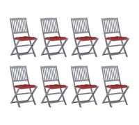 vidaXL Sillas plegables 8 uds y cojines madera maciza acacia