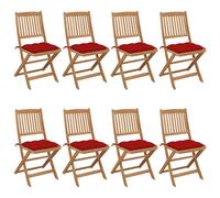 vidaXL Sillas plegables 8 uds y cojines madera maciza acacia