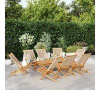 vidaXL Sillas plegables, 8 unidades, color beige, madera maciza de acacia.