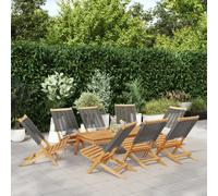 vidaXL Sillas plegables, 8 unidades, color gris, madera maciza de acacia.