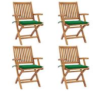 vidaXL Sillas de jardín plegables madera maciza de teca con cojines 4 uds