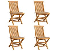 Sillas De Jardín 4 Uds Con Cojines Beige Madera De Teca Vidaxl