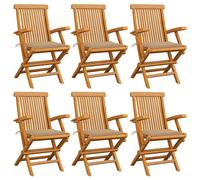 Sillas De Jardín 6 Uds Madera Maciza De Teca Con Cojines Beige Vidaxl