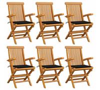 vidaXL Sillas de jardín 6 uds madera maciza de teca con cojines