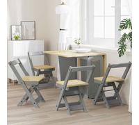 vidaXL Sillas plegables "Corona", 4 unidades, color gris, madera maciza de pino.