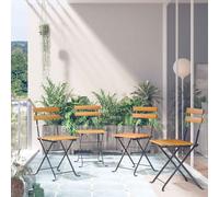 Vidaxl sillas bistró de terraza plegables 4 uds madera maciza acacia