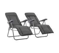 vidaXL Sillas plegables con cojines, 2 unidades, color gris.