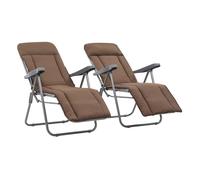 vidaXL Sillas plegables de jardín con cojines, 2 unidades, marrón
