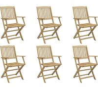 vidaXL, sillas plegables, juego de 6 unidades, 54,5 x 58 x 90 cm, madera maciza de acacia