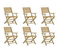 vidaXL, sillas plegables, juego de 6 unidades, 54,5 x 61,5 x 86,5 cm, madera maciza de acacia