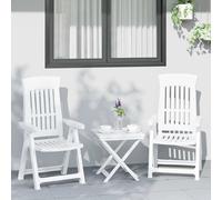 vidaXL Juego de 2 sillas reclinables de jardín, respaldo ajustable, plegables, PP blanco