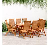 vidaXL Sillas plegables reclinables, 8 unidades, 56x72x107 cm, madera maciza de acacia.