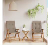 vidaXL Sillas plegables reclinables con cojines, 2 unidades, madera maciza de teca.