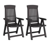 vidaXL Sillas reclinables de jardín 2 Unidades PP Gris Antracita, Silla de jardín, Silla de Exterior, Silla de balcón, Asiento de jardín