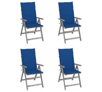 vidaXL Sillas reclinables jardín y cojines 4 uds madera maciza acacia