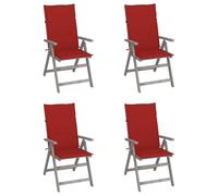 vidaXL Sillas reclinables jardín y cojines 4 uds madera maciza acacia