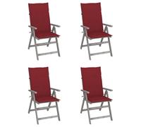vidaXL Sillas reclinables jardín y cojines 4 uds madera maciza acacia