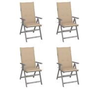vidaXL Sillas reclinables jardín y cojines 4 uds madera maciza acacia