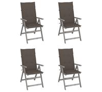 vidaXL Sillas reclinables jardín y cojines 4 uds madera maciza acacia