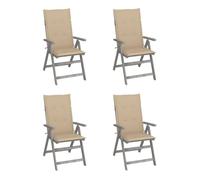 Vidaxl sillas reclinables jardín y cojines 4 uds madera maciza acacia