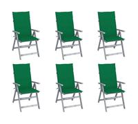 Vidaxl sillas reclinables jardín y cojines 6 uds madera maciza acacia