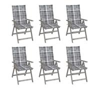 Vidaxl sillas reclinables jardín y cojines 6 uds madera maciza acacia