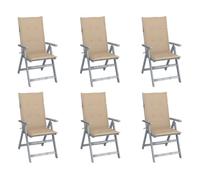 Vidaxl sillas reclinables jardín y cojines 6 uds madera maciza acacia