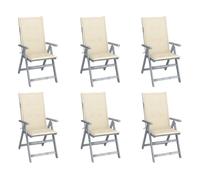 Vidaxl sillas reclinables jardín y cojines 6 uds madera maciza acacia