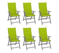 Vidaxl sillas reclinables jardín y cojines 6 uds madera maciza acacia