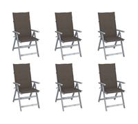 Vidaxl sillas reclinables jardín y cojines 6 uds madera maciza acacia