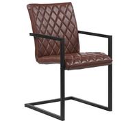 vidaXL Sillas voladizas de comedor 2 unidades cuero auténtico marrón