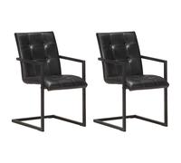 vidaXL Sillas voladizas de comedor 2 unidades cuero auténtico negro