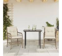 vidaXL Sillas y mesita de jardín 3 piezas ratán sintético cojín beige