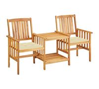 vidaXL Sillas y mesita de jardín con cojines madera maciza acacia
